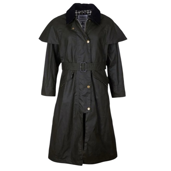 Barbour by Alexachung Trudie  Green Waxed Long Coat Jacket US 8 - Picture 1 of 16